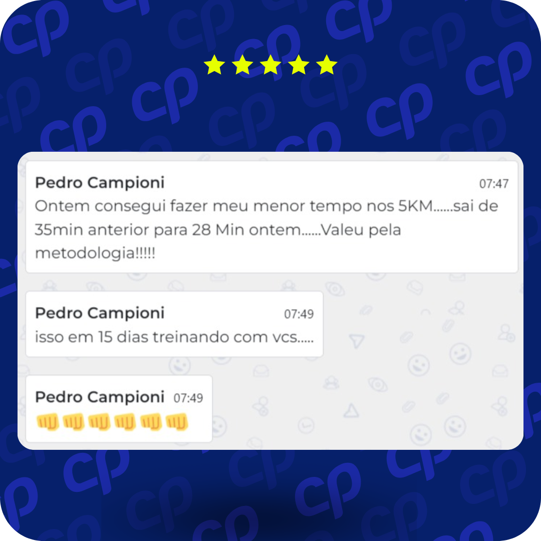 Depoimento de Pedro Campioni sobre melhoria no tempo dos 5KM