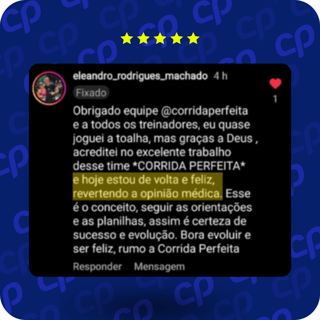 Depoimento sobre volta à corrida após lesão